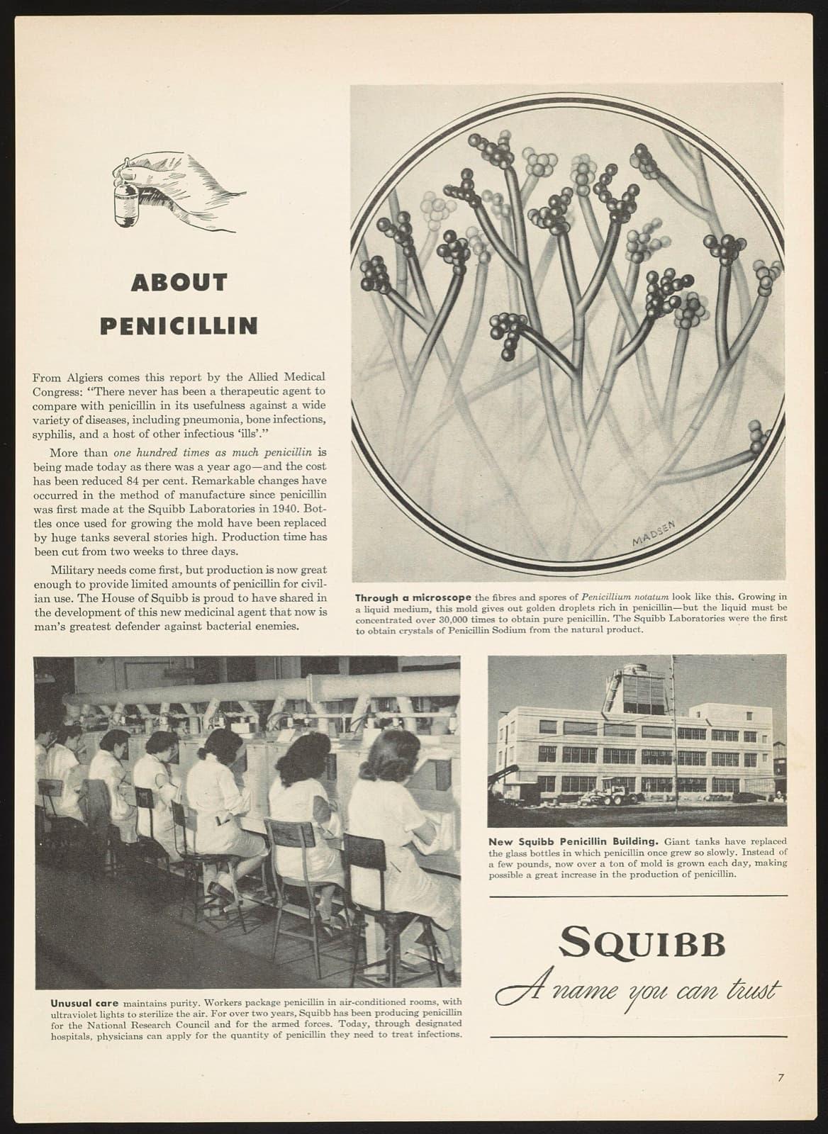 A wartime advertisement describing the mass production of penicillin